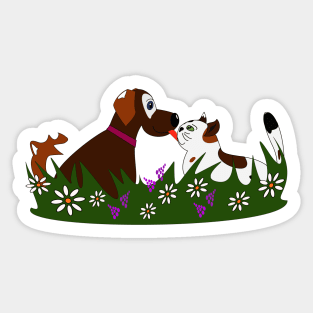 The best friends -dog and cat Sticker